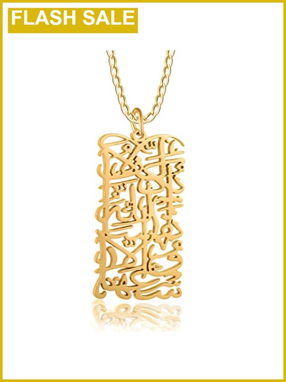 Gold Plated Stainless Steel Allah Pendant Necklace Islamic Gift